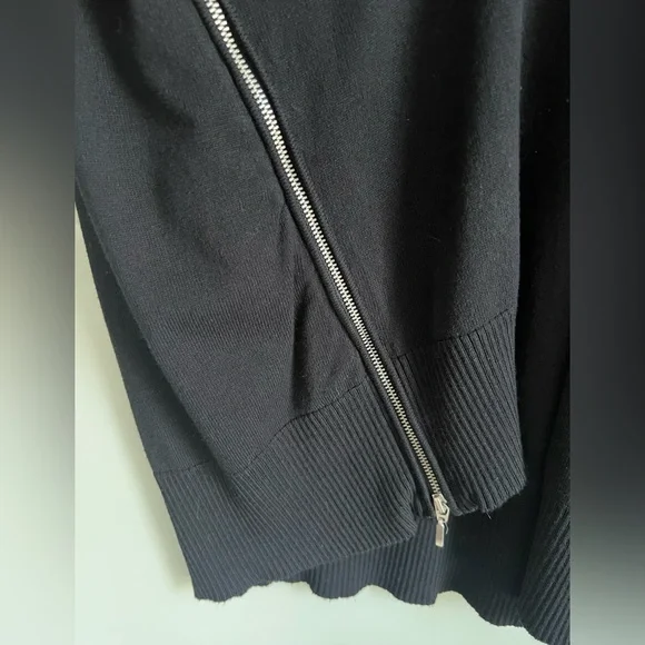 Zara Women's Black Open-Front Cardigan With Side Zippers - Picture 3 of 4